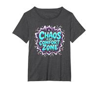 El Caos es mi Zona de Confort Amo a Las Mujeres mentalmente inestables Camiseta, Mujer Tallas Grandes, Jaspeado Oscuro, 6XL Grande
