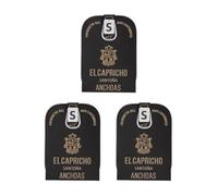 EL CAPRICHO, Filetes de Anchoa de Santoña Dingley S en Aceite de Girasol Alto Oleico, 24 Filetes, Peso: 95 g Neto, 50 g Escurrido (Pack de 3)