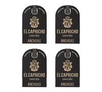 EL CAPRICHO, Filetes de Anchoa de Santoña Hansa XL en Aceite de Oliva Virgen Extra, 14-16 Filetes, Peso: 115 g Neto, 58 g Escurrido (Pack de 4)