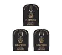 EL CAPRICHO, Filetes de Anchoa de Santoña Hansa XXL en Aceite de Girasol Alto Oleico, 10-12 Filetes, Peso: 115 g Neto, 58 g Escurrido (Pack de 3)