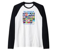 El Caribe Donde el océano se Encuentra con Las Banderas del Alma Camiseta Manga Raglan