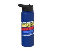 El carnicero más grande del mundo diciendo carnicero divertido Stainless Steel Insulated Water Bottle