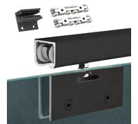 El carril de la vía de la puerta corre, Kit de herrajes for puertas corredizas con riel de aleación de aluminio y cierre suave, paquete de 8 ruedas, multicolor, varios tamaños(Black,2 FT/0.6 m)