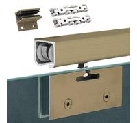 El carril de la vía de la puerta corre, Kit de herrajes for puertas corredizas con riel de aleación de aluminio y cierre suave, paquete de 8 ruedas, multicolor, varios tamaños(Gold,5 FT/1.52 m)