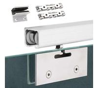 El carril de la vía de la puerta corre, Kit de herrajes for puertas corredizas con riel de aleación de aluminio y cierre suave, paquete de 8 ruedas, multicolor, varios tamaños(Silver,3 FT/0.91 m)