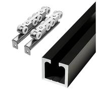 El carril de la vía de la puerta corre, Polea de riel for puerta corrediza con marco de aluminio de 3 mm, multicolor, varios tamaños(Black,160cm/5.2ft)