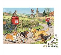 El Cartero perseguido por Perros Puzzle De Madera Impermeable DIY Puzzles De 1000 Piezas para Adultos Imposible Rompecabezas para Decoración del Hogar