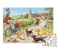 El Cartero perseguido por Perros Puzzle De Madera Impermeable Puzzles De 1000 Piezas para Adultos Colorido Rompecabezas para Decoración del Hogar