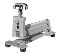 Grapadora de mano metálica 25 hojas, Cromo/Gris, Zamak y Acero, cuello 8cm, 132mm