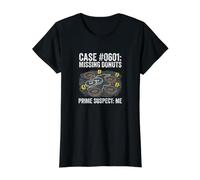 El Caso de Las Donuts desaparecidas Prime Suspect Me Funny Food Camiseta gráfica económica, Mujer, Negro, M