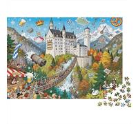 El Castillo de Neuschwanstein: Frenesí de Cuentos de Hadas Puzzle De Madera Impermeable DIY Puzzles De 1000 Piezas para Adultos Colorido Rompecabezas Juegos Educativos