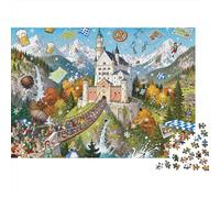 El Castillo de Neuschwanstein: Frenesí de Cuentos de Hadas Puzzle De Madera Impermeable Puzzles De 1000 Piezas Regalos para Adultos Colorido Rompecabezas Decoración del Hogar