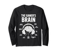 El Cerebro del Jugador Divertido Auricular para Juegos diseño Nerd Manga Larga