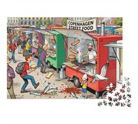 El Choque del Mercado de Alimentos de la Calle de Copenhague Puzzle De Madera Impermeable DIY Puzzles De 1000 Piezas Regalos para Adultos Desafiante Y Estimulante Rompecabezas Juegos Desafiantes
