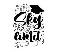 El cielo es el límite, cita motivacional Calcomanías de pared 50.4x70cm Se puede modificar y añadir información Negro