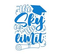 El cielo es el límite, cita motivacional Calcomanías de pared 57.6x80cm Decoración artística Azul
