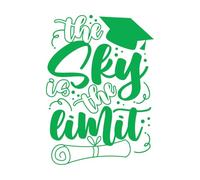 El cielo es el límite, cita motivacional Calcomanías de pared 57.6x80cm Impermeable Verde