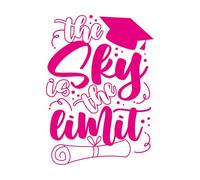 El cielo es el límite, cita motivacional Calcomanías de pared 57.6x80cm Removible sin dejar pegamento Rosa roja