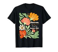 El Cielo es lo Primero de mi Lista de Deseos: Bohemio, Floral, Retro Camiseta gráfica económica, Hombre, Negro, L