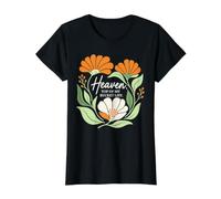 El Cielo es lo Primero de mi Lista de Deseos: Boho Floral Camiseta gráfica económica, Mujer, Negro, XL