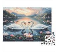 El Cisne se enamora Puzzle 1000 Piezas De Cartón Grueso Conjunto De Rompecabezas Anti Estrés Adultos para Pasatiempos En Casa como Regalo Original 38x26cm/1000pcs