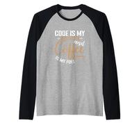 El código es lenguaje y el café es mi Combustible Camiseta Manga Raglan