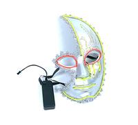 El Cold Light Luminous Cosplay Maske Half Face Moon Painted Maskerade Cosplay Maske Performance Requisiten Maske Horror Kopfbedeckung für Halloween Karneval Kostüm Party Requisiten