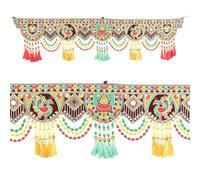 El colgante de pavo real hecho a mano está hecho de borlas de hilo colorido con cuentas Moti, para colgar en la puerta, para decoración del hogar, entrada para decoraciones tradicionales indias de