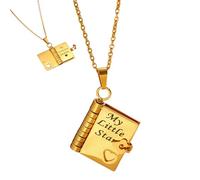 El collar con forma de libro My Little Star es para mi hija: un increíble collar grabado de 6 páginas, rebosante de amor eterno, un accesorio perfecto de cumpleaños o graduación., 1, Acero inoxidable