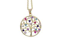 El collar de las señoras es exquisito y dulce Collar colorido del árbol de la vida de moda Exquisito Lindo colorido Árbol frutal Personalidad Versátil Cadena de clavícula Colgante Regalos de joyería