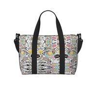 El cómic es una bolsa de viaje cruzada de mano, bolso de un solo hombro, bolsa de deporte y fitness, bolsa de fin de semana, bolsa de noche, negro, talla única, Negro, One Size