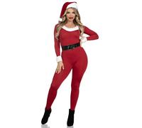 El conjunto de 3 piezas de Pap Noel para beb incluye un mono de spandex con cintur n con ribete de piel y gorro de Pap Noel.