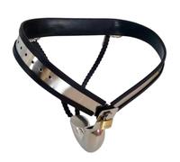 El conjunto de cinturón de castidad de acero inoxidable para hombres, combinado con una jaula para el pene y un tapón anal, ofrece estimulación y sujeción infinitas para los amantes de los juguetes(90
