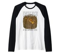 EL CONOCIMIENTO ES EL TRUCO MÁS INTELIGENTE Fox leyendo ratón de biblioteca Camiseta Manga Raglan