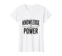 El Conocimiento es Poder Camiseta gráfica económica, Mujer, Blanco, XS
