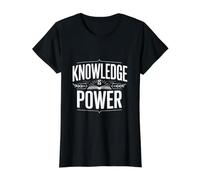 El Conocimiento es Poder Camiseta gráfica económica, Mujer, Negro, S