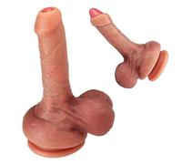 El consolador realista con testículos completos y prepucio flexible está destinado a ofrecer a hombres y mujeres una experiencia de placer realista y satisfacer sus necesidades como juguete sexual