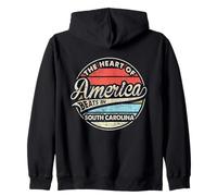 El corazón de América Late en Carolina del Sur Retro USA State Sudadera con Capucha