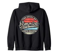 El corazón de América Late en Dakota del Norte Retro USA State Sudadera con Capucha