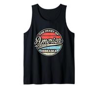 El corazón de América Late en Nebraska Retro USA State Camiseta sin Mangas