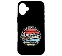 El corazón de América Late en Nebraska Retro USA State Carcasa para iPhone 16 Plus