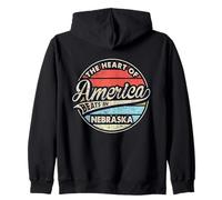El corazón de América Late en Nebraska Retro USA State Sudadera con Capucha