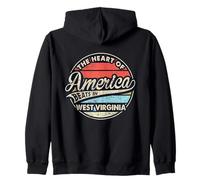 El corazón de América Late en West Virginia Retro USA State Sudadera con Capucha