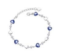 El corazón de la pulsera con incrustaciones de azul brillante es el símbolo del amor y la felicidad, talla única, Zinc, Sin piedra preciosa