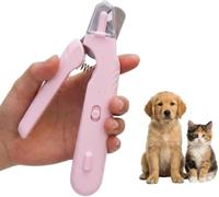 El Cortauñas LED 2 En 1 For Un Cuidado Seguro De Las Patas Sin Miedo con Pantalla, Protección contra Salpicaduras Y Recipiente(Pink)