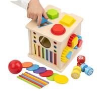 El cubo de aprendizaje - 8 en 1 juguete educativo y aprendizaje de madera, centro de despertar | para cumpleaños, niñas de 1 a 6 años, escuela, fiesta, sala de juego, clase casa