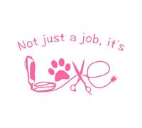 El cuidado de mascotas no es solo un trabajo sino también un amor. El cuidado de animales. Calcomanías de tallado fino 30x51.8cm Decoración de carrocerías Rosa