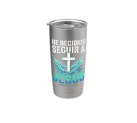 Él Decidido Seguir A Jesús Bautismo Cristiano Español Vaso térmico de acero inoxidable de doble pared