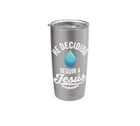 Él Decidido Seguir A Jesús Bautismo Español Cristianos Oración Vaso térmico de acero inoxidable de doble pared