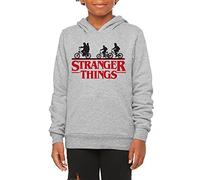El Desván Nerd The Upside Down - Sudadera con Capucha para niños (10 años, Gris Jaspeado)